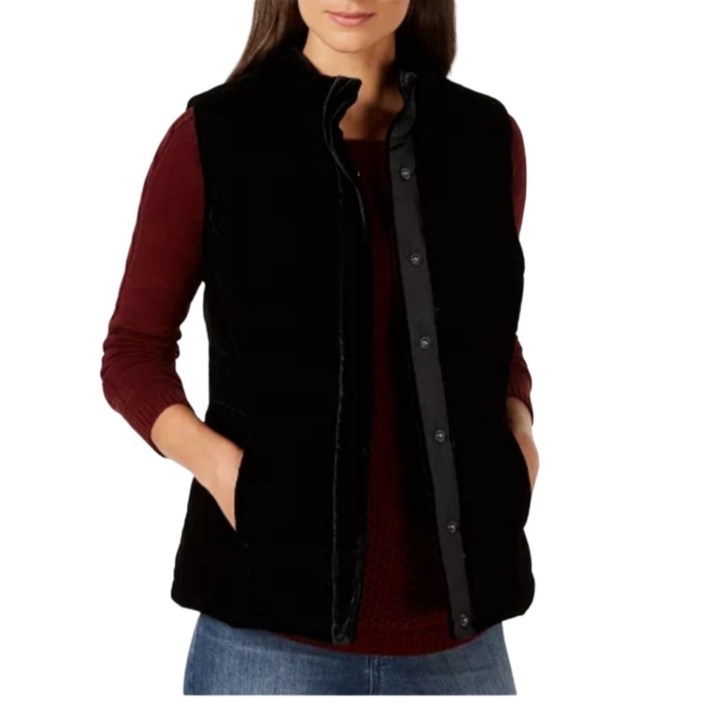 Charter Club Velvet Vest Size S Black